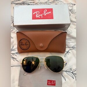 Ray-Ban Gold Frame Sunglasses with Dark Lenses